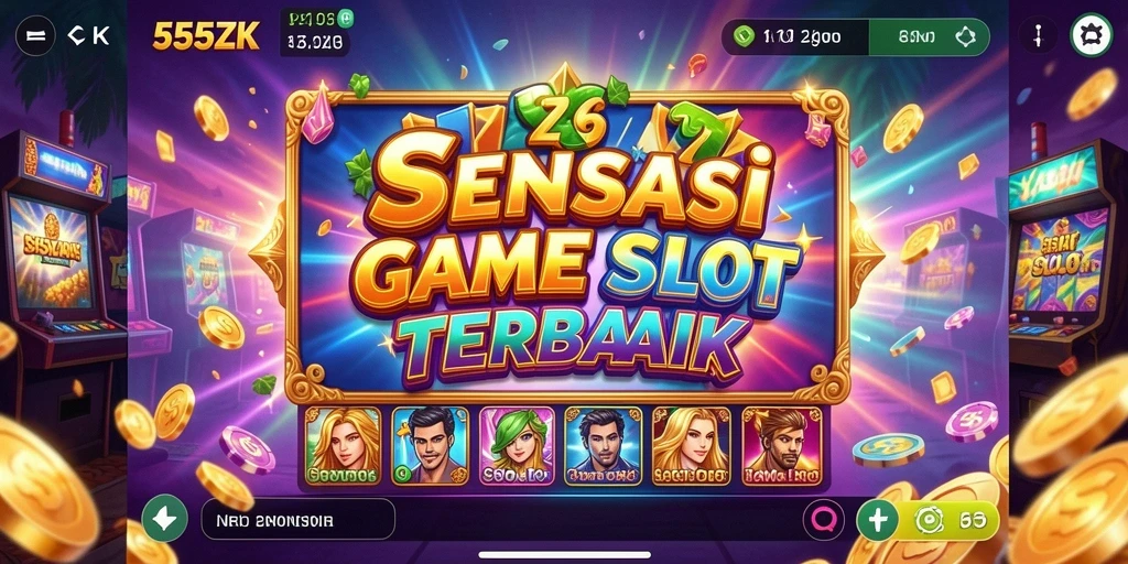 Tampilan menarik gameplay Slot di 555ZK dengan berbagai tema.