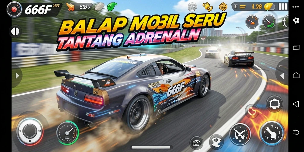 Screenshot menarik dari gameplay 666F yang menampilkan aksi balap seru.