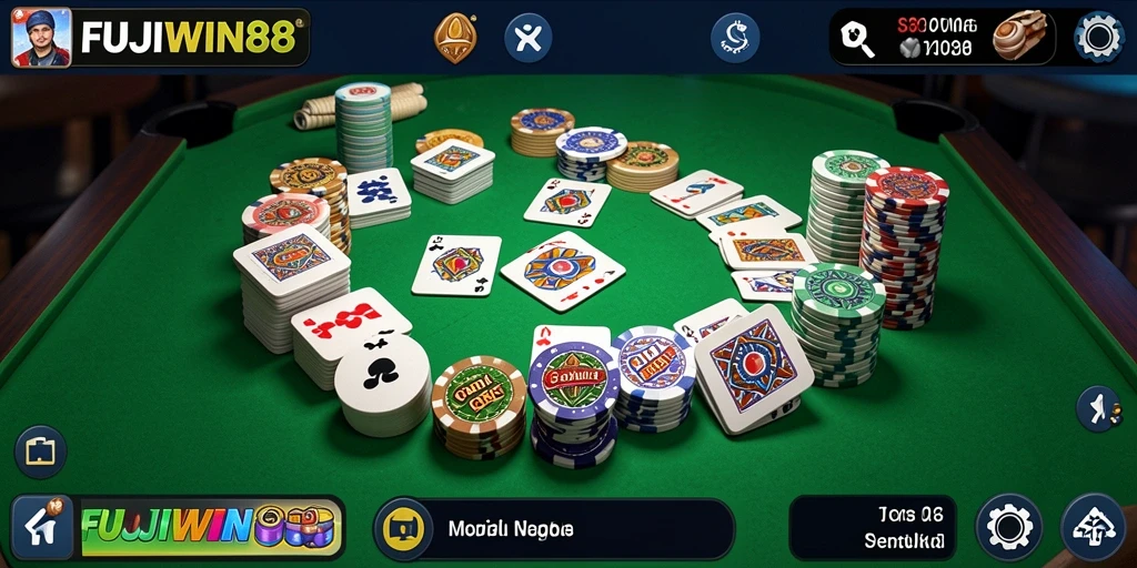 Screenshot gameplay FUJIWIN88 menampilkan suasana seru permainan Gaple.
