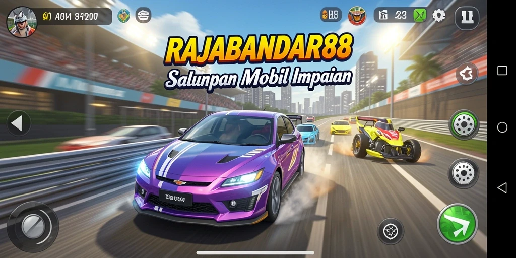 Tampilan gameplay menarik dari RAJABANDAR88 saat balapan seru.