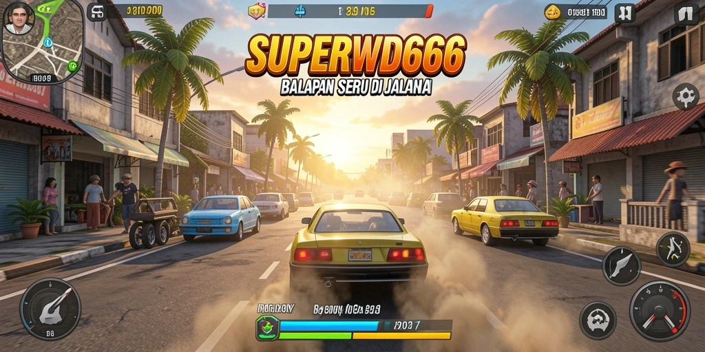 Gameplay seru balapan mobil di SUPERWD666.